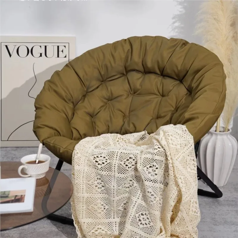 FULLLOVE Home Nordic Luxury Living Room Moon Chair Foldable Balcony Lounge Chair Backrest Modern Simple Lazy Bedroom Sofa Chairs