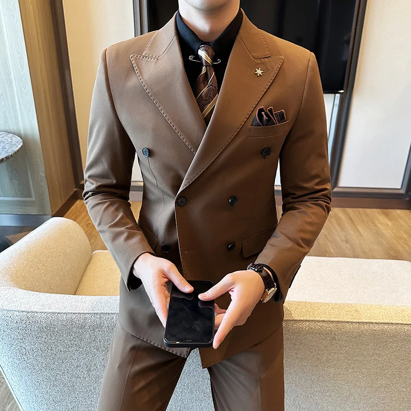 

wm3Men's wedding suit three-piece suit groom double-breasted business slim casual men's suit