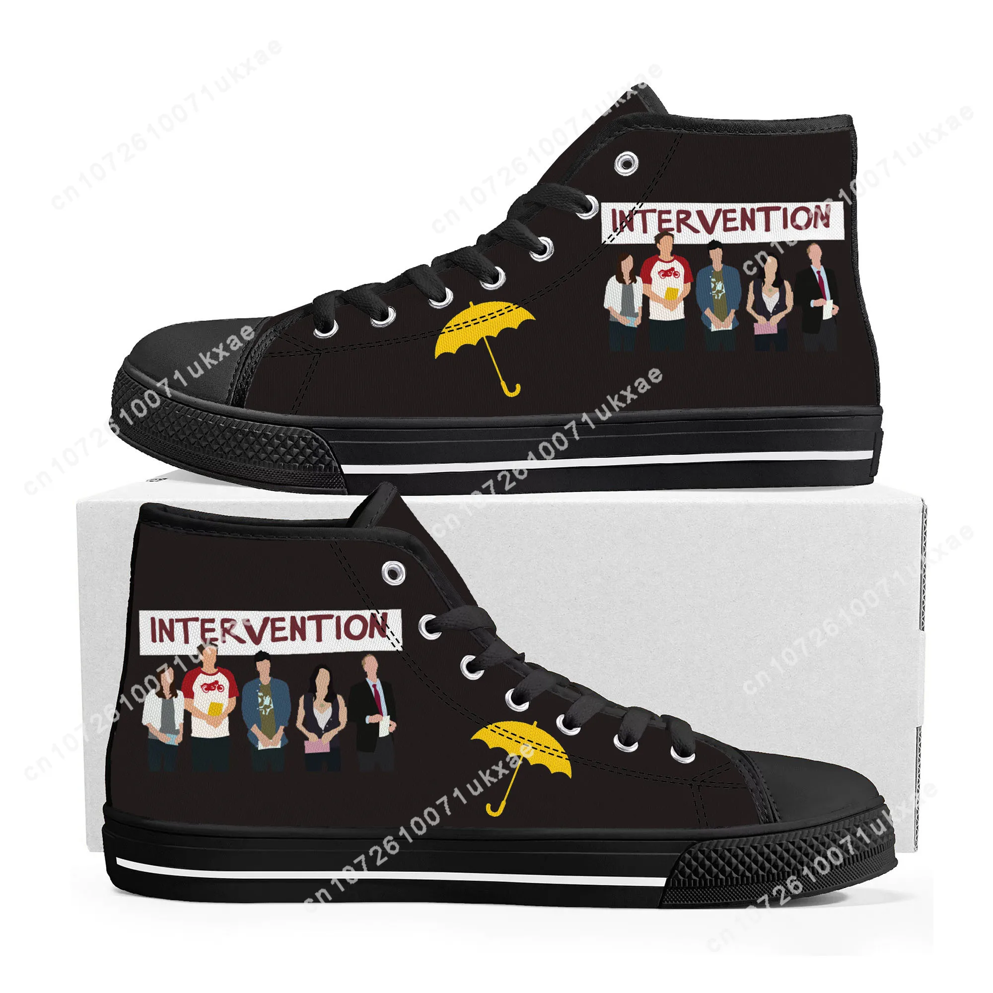 

Intervention How I Met Your Mother High Top Sneakers Mens Womens Teenager Canvas Sneaker couple Shoe Casual Custom Made Shoes