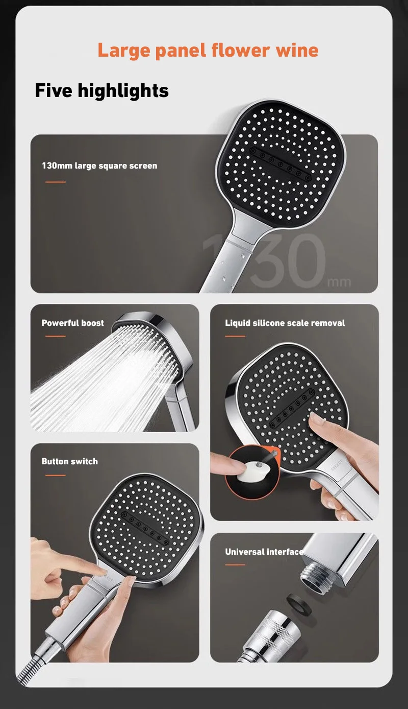 Xiaomi Mijia 13cm Large Panel 3 Modes High Pressure Shower Head Massage Shower Head With Filter Element Bathroom Accessories New 5