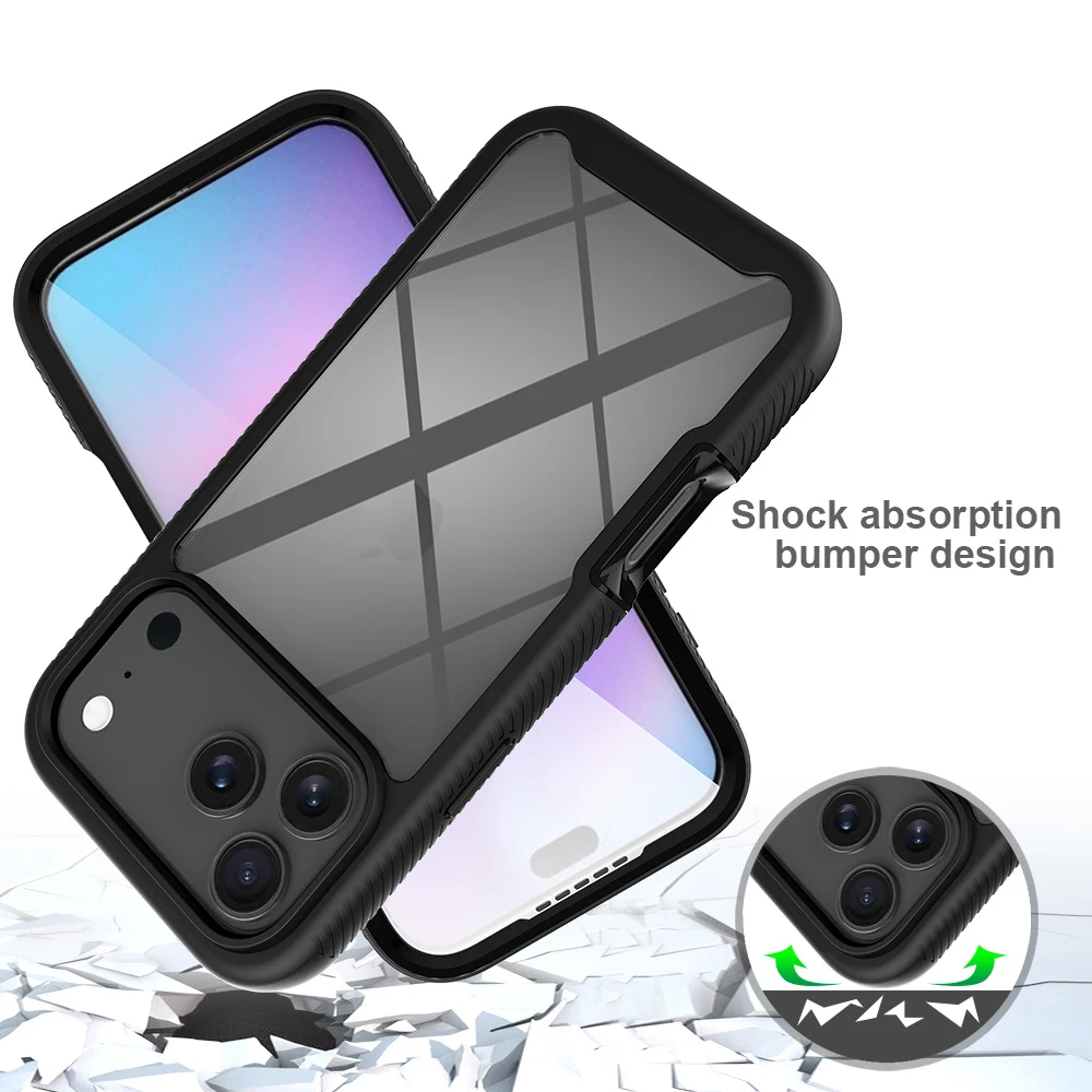 Rugged Hybrid 360 Full Body Case with Screen Protector and Dustproof Transparent Cover