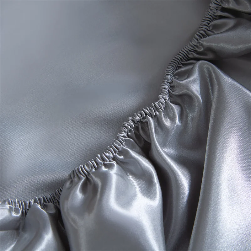 Luxury Satin Fitted Sheet High-End Solid Color Mattress Cover With Elastic Band Bed Sheet Rayon Fit Sheet 3