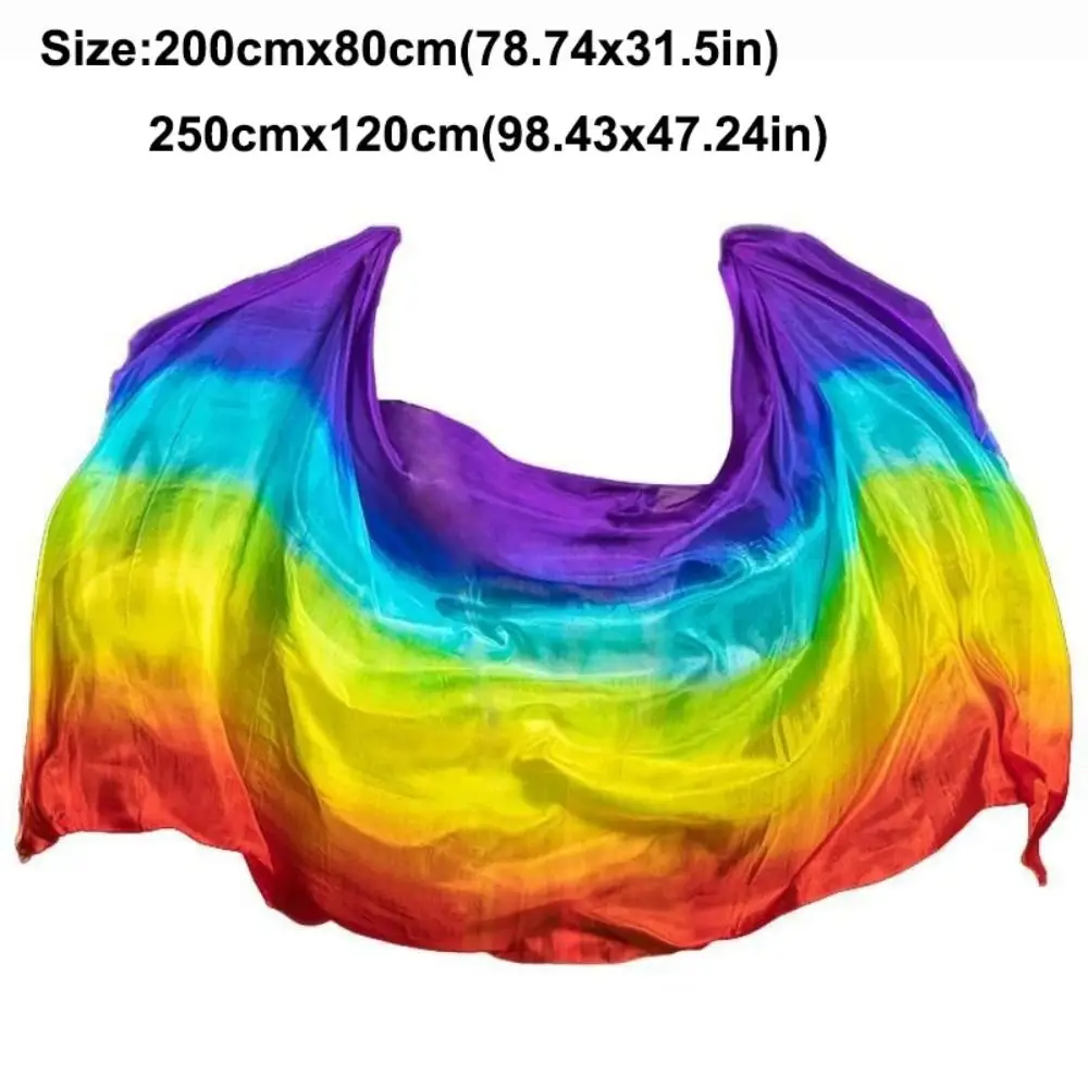 Costumes Accessories 100% Silk Belly Dance Veils Gradient Color 250cmx120cm Latin Belly Dance Shawls Light Texture Women Scarf