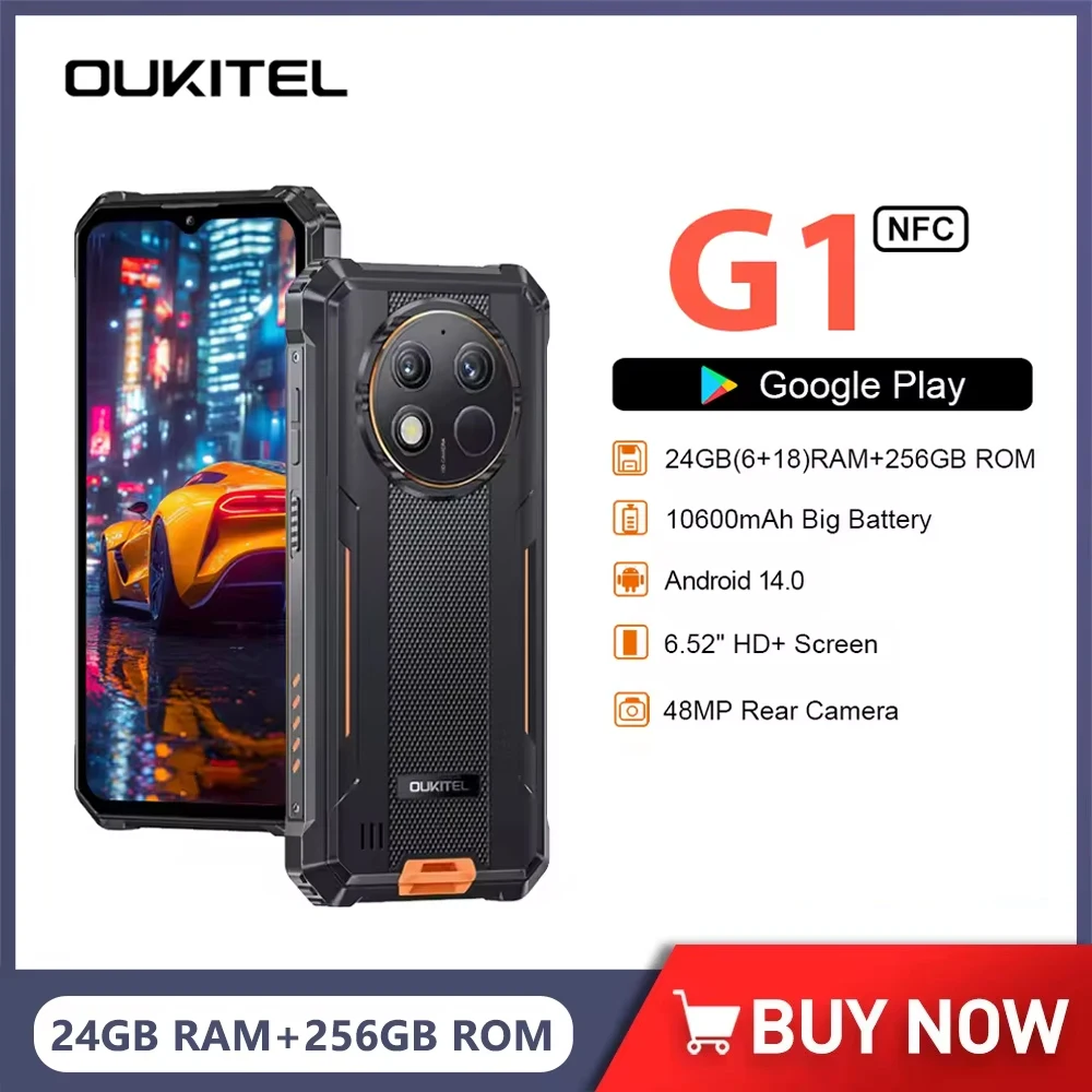 OUKITEL G1 スマートフォン 10600mAh シムフリー Oukitel G1 Rugged Phone 6.52-inch 10600mAh Big Battery 48MP Camera