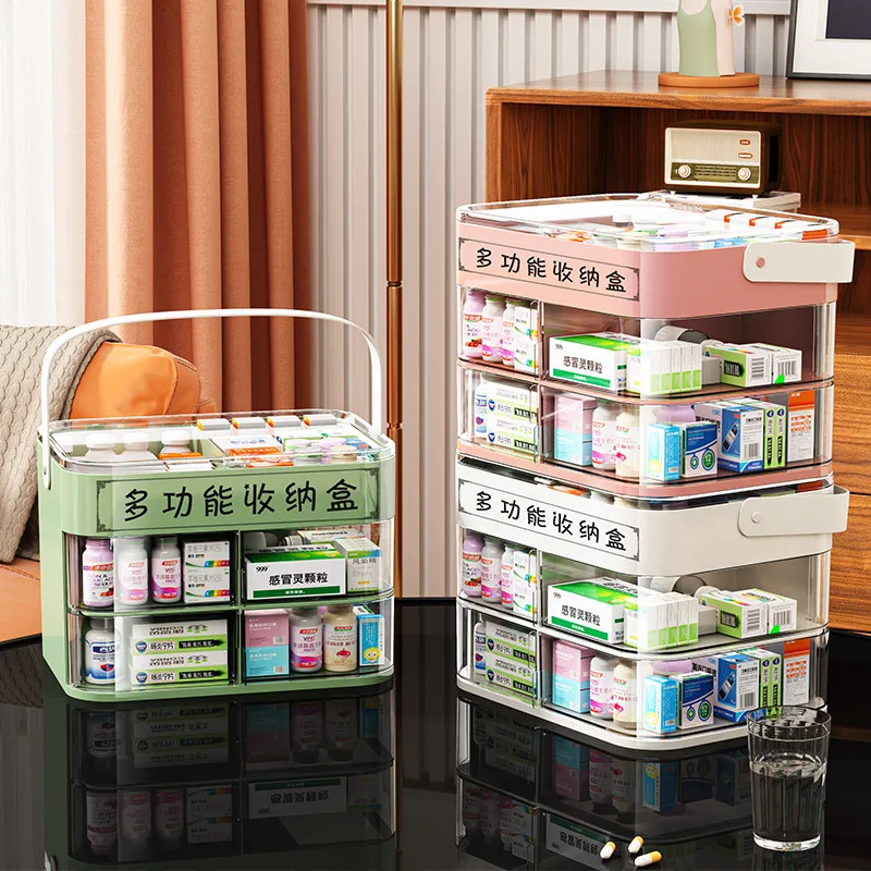 Multifunctional Medicine Cabinet Portable Storage Box Portable Desktop  Storage Case For Home