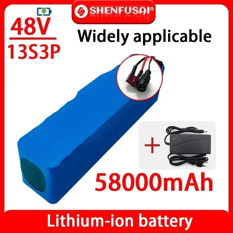 

13S3P 48V lithium-ion battery pack 1000W 1500W 18650 lithium-ion battery BMS, used for electric bicycles and scooters 100Ah