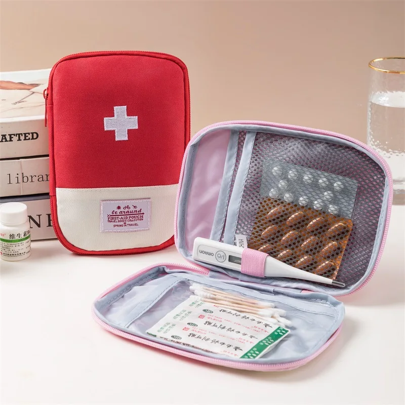 Portable Mini First Aid Kit Bag - Travel Medical Storage Pouch in Macaron Colors