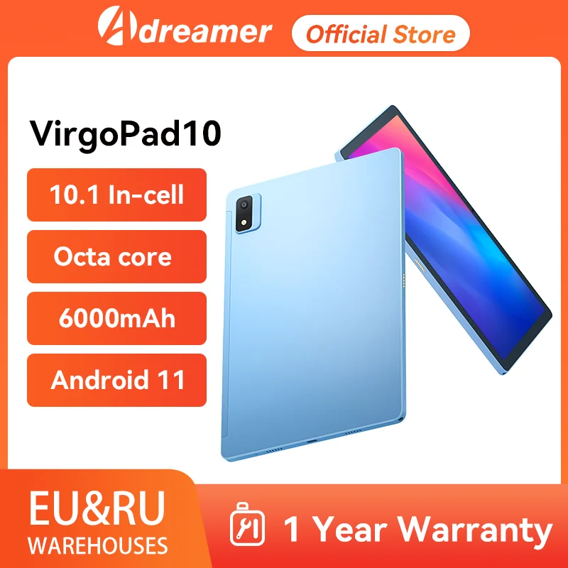 Adreamer VirgoPad10S Tab Tablet 10.1 Inch Octa-Core Tablet 1920X1200 4GB RAM 64GB ROM Fast Charging 6000mAh 4G LTE Metal Case