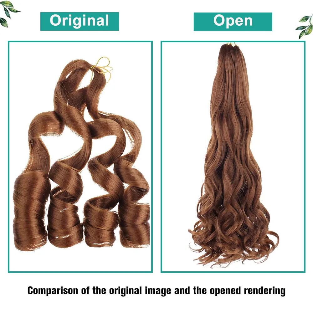 Brown French Curls Braiding Hair Extensions Synthetic Crochet Braids 22 Inch Pre Stretched Spiral Curly Braid Loose Wave Hair 4