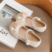 Fashion New Girls' Flat Shoes Spring Autumn Chic Children's Leather Shoes Sweet Elegant Princess Kids Party Shoes Soft Bottom 1
