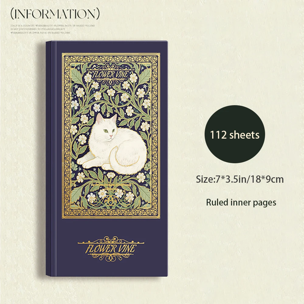 Vintage-Inspired Hardcover Notebook with Thick Lined Pages and Compact Design