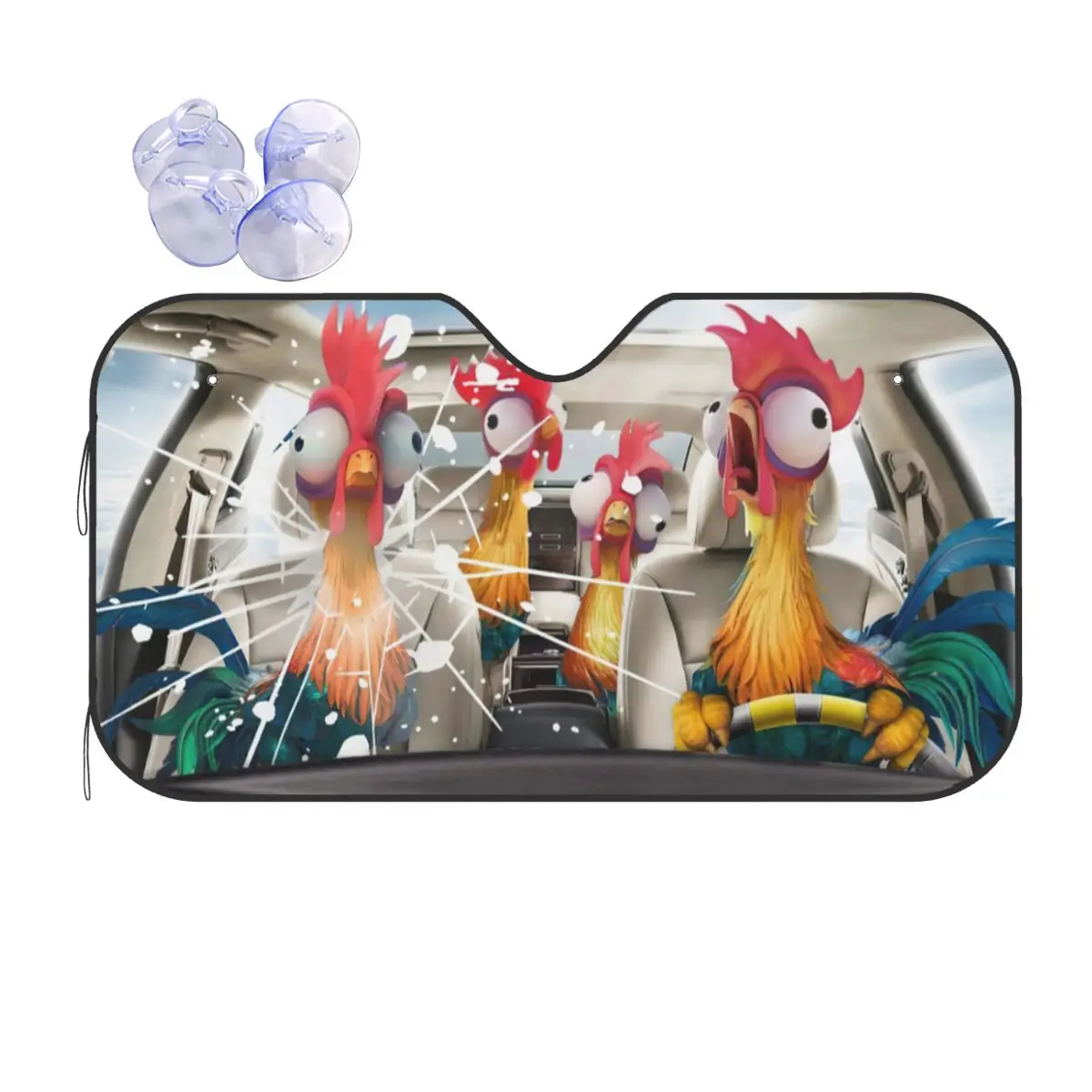 Chicken Driver Novelty Windshield Sunshade 70x130cm Animals Aluminium Foil Sun Visor Car-styling