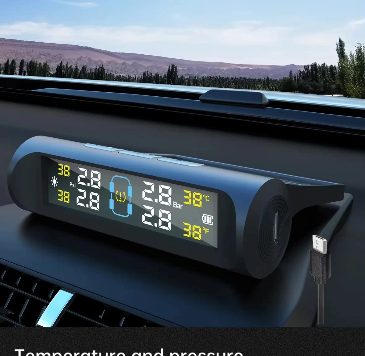 4 External Sensors Car Tire Pressure Monitoring System Car Tyre Pressure Monitor Tyre Alarm