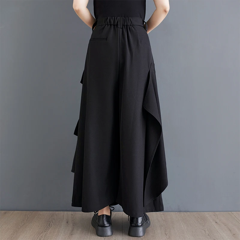 k Design Casual Pants Asymmetrical Skirt Pants Faionable Wide Leg Pants Summer New Arrival Versatile High Waist Long Pan...