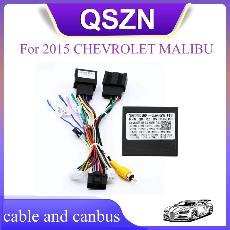 

QSZN 2 Din For 2015 CHEVROLET MALIBU Canbus Box Decoder GM-RZ-09 Wiring Harness Power cable Car radio MUltimedia Player Android