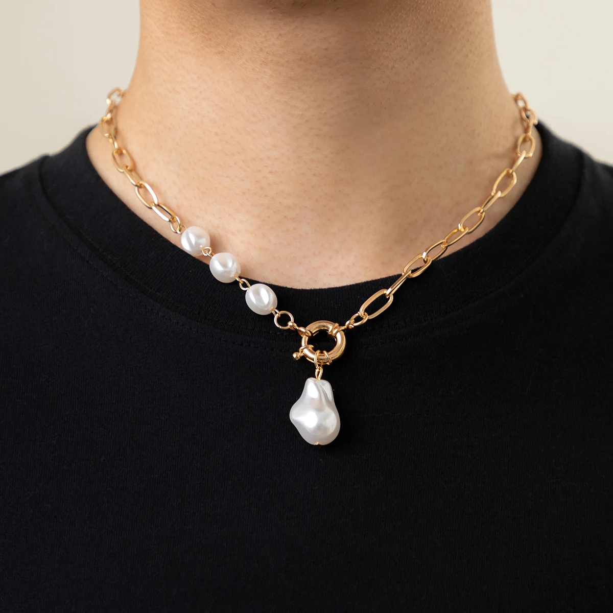 Chunky Pearl Necklace for Men 
