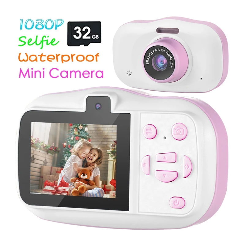Children Camera Waterproof 1080P Mini Selfie Kid Toy Digital Cameras 32G Video Camcorder Toy Kids Birthday Gift-A Easy To Use