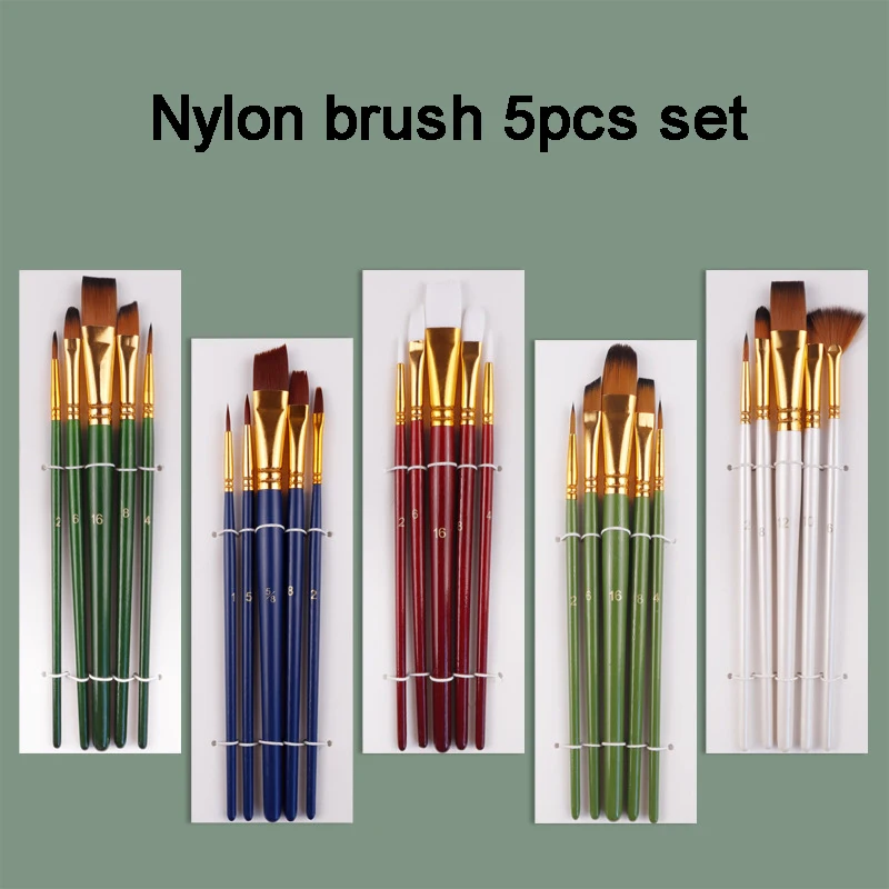 

5pcs Nylon Paint Brushes Set Professional Artist Paint Brushes For Watercolor Acrylic Oil Painting Face Nail Art and Art Supplie