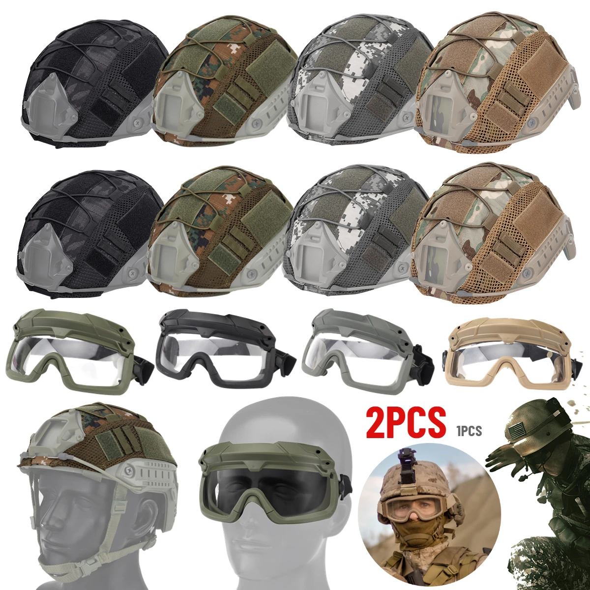 Groet Attent micro Tactische helmhoes voor snelle mh pj bj helmhoes winddichte bril airsoft  paintball legerhelmen bedekken militaire accessoires - AliExpress