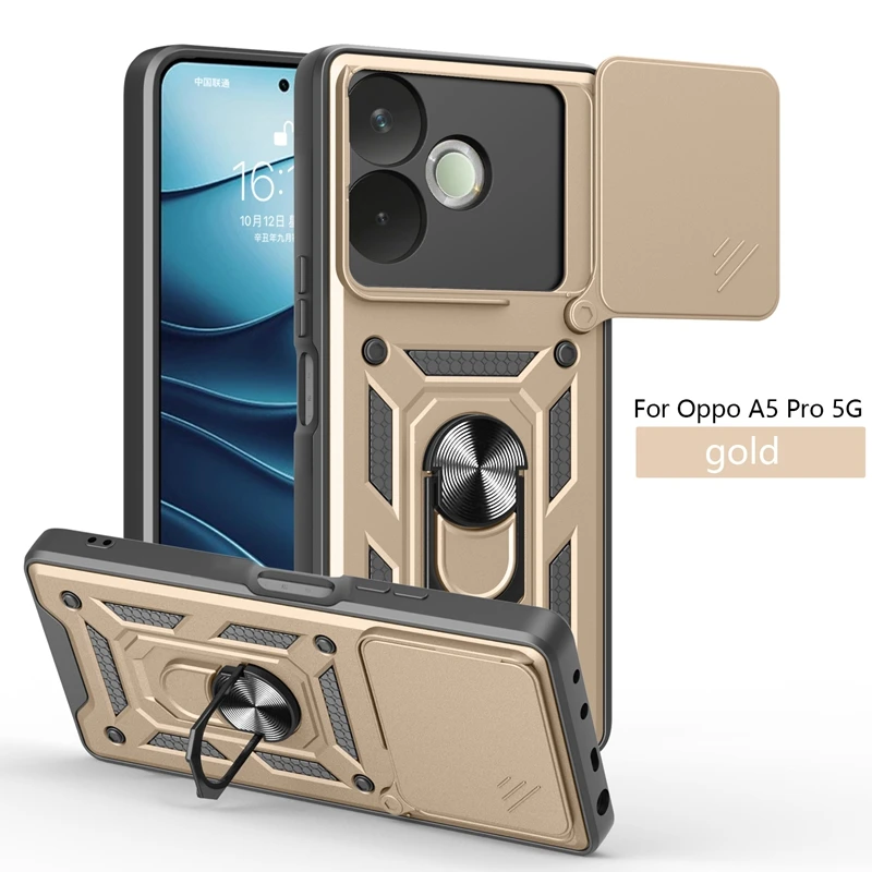 Shockproof Protective Armor Case with Camera Lens Protection and Magnetic Holder Ring