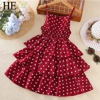 Robe de princesse d'été pour enfants de 4 à 12 ans, robe de gâteau à pois pour filles, robes formelles d'anniversaire, fête d'anniversaire, vacances à la plage 1