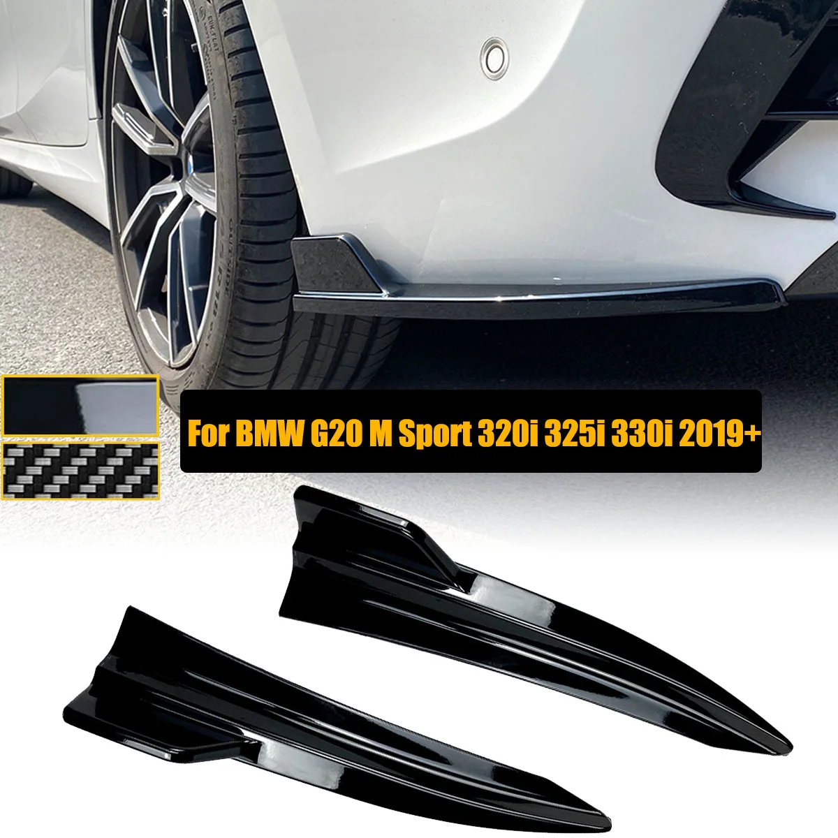 

Разветвитель заднего бампера G20, боковой диффузор, крышка, наклейка для BMW 3 серии 320i 325i 330i M Sport 2019 2020, автомобильные аксессуары