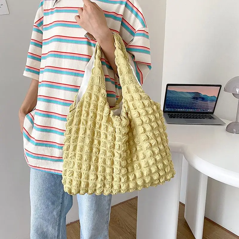Cute Pleated Puff Shouder Bag Women Large-capacity Cloud Armpit Bag Winter 2023 Fashion Handbags Girls
