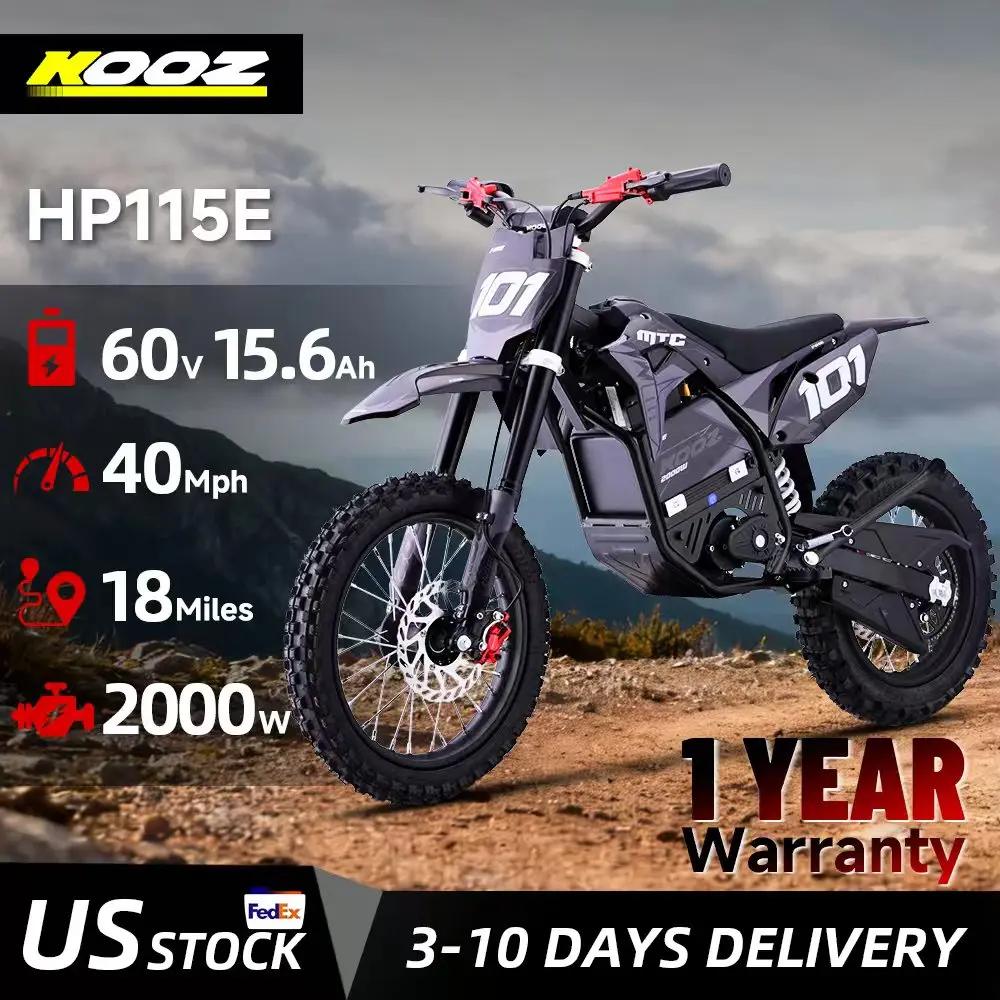 KOOZ HP115E 60V 2000W Electric Motorcycle for Kids and Teens,Electric Dirt Bike Up to 40 MPH & 18 Miles Long-Range.