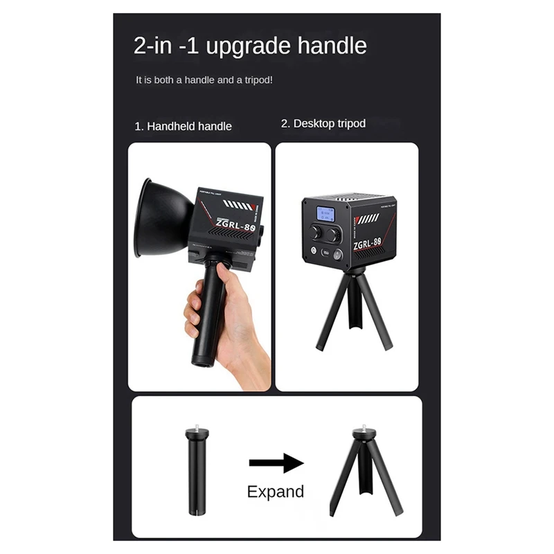 NEW 80W LED Video Light Bi-Color COB Photographic Studio Light 2500K-6500K 10000Mah For Video Livestreaming EU-PLUG
