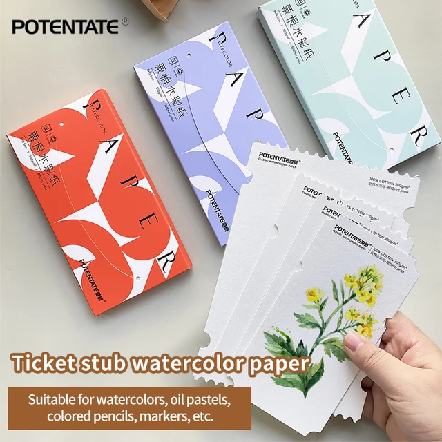 Potentate Stamp Watercolor Paper 100% Cotton 300g Fine Lines Ticket Stub  Portable Painting Paper 20sheets Art Supplies - Watercolor Paper -  AliExpress