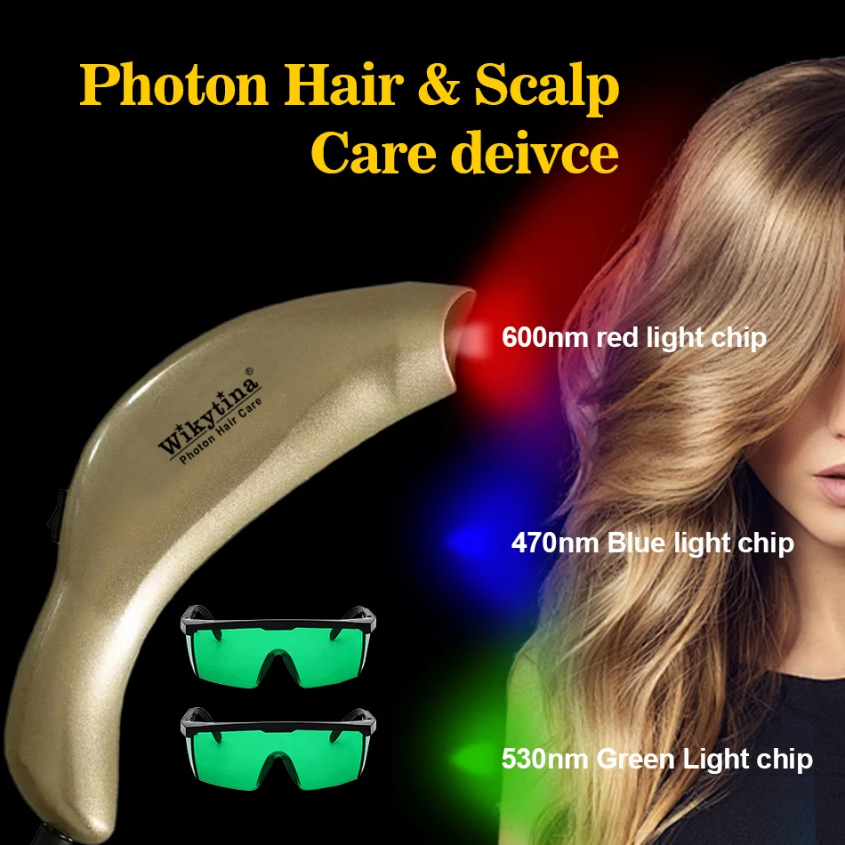 Wikytina Photon Appareil domestique pour la croissance des cheveux - Anti-chute de cheveux Régénération des follicules Thérapie à la lumière rouge Santé du cuir chevelu