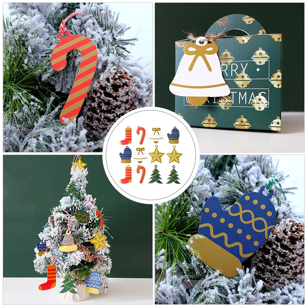 60Pcs 크리스마스 인사말 카드 장 교수형 태그 선물 메시지 크리스마스 트리 장식 용품 선물 교수형 태그