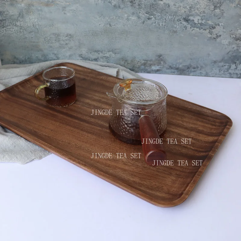 Solid Wood Large Tray Acacia Wood Original Color Tea Tray Rectangular Coffee Tray Saucer Tea Set Accessories Snack Plate