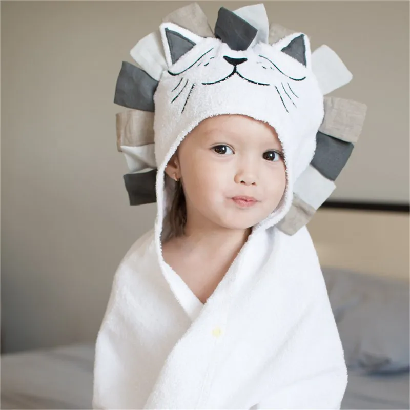 Cartoon Baby Bath Towel Hooded Cotton Bathrobe Infants Towel For Swimming Poncho Newborn Baby Bathrobe Infant Babys Stuff