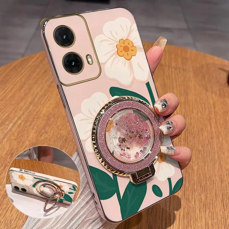 White Floral Plating Phone Case Cover