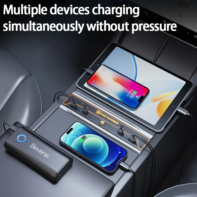 For Tesla Model3 Highland Atmosphere Light Docking Station Type-c 27W Fast Charg