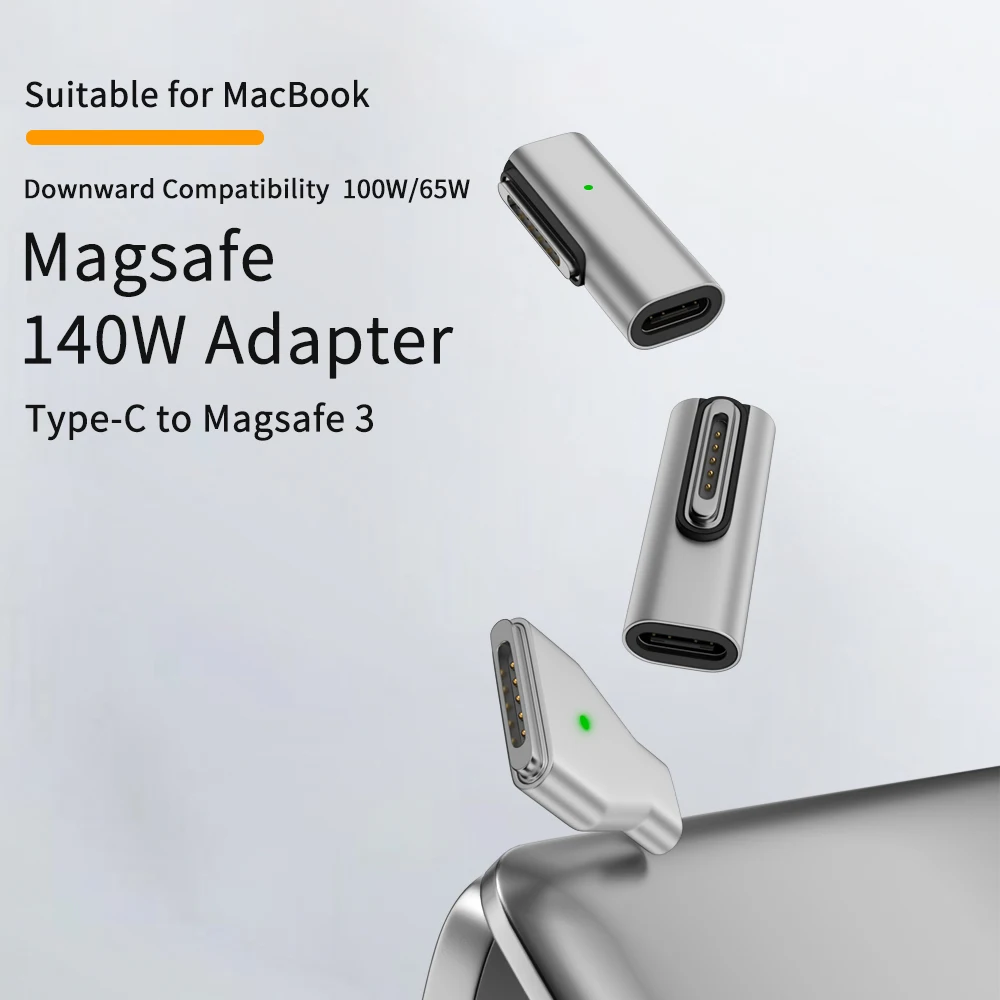 Adaptador Magnético de Carga Rápida 140w tipo c para Magsafe para Apple Macbook Air Pro 14 Carregamento Rápido