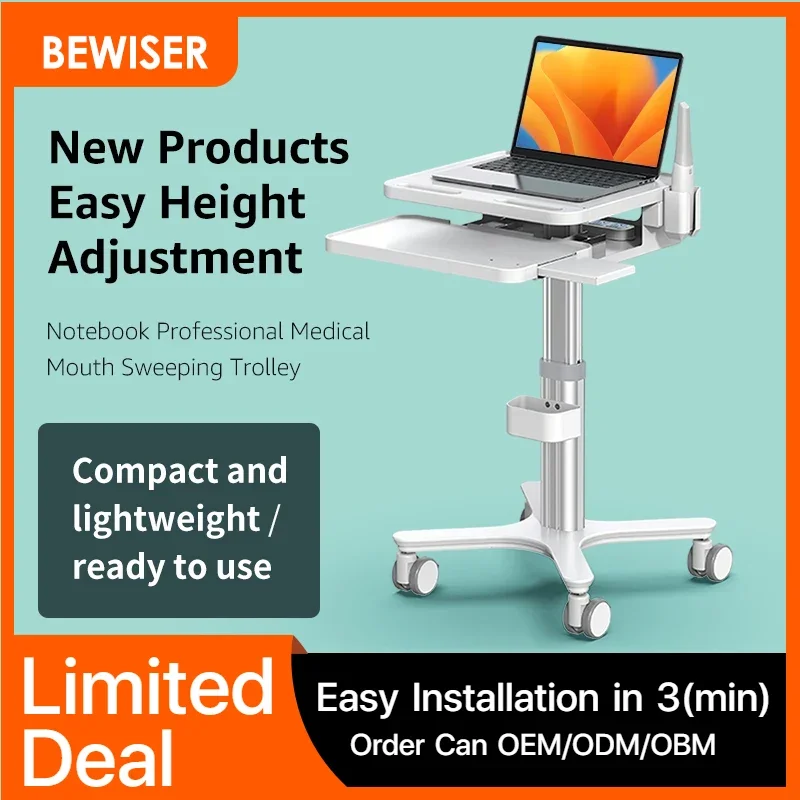 

Bewiser Medical Cart Scanner Trolley Stand For Hospitals/Warehouse/Classroom/Beauty Salon And Other, Laptop Mobile Workstation