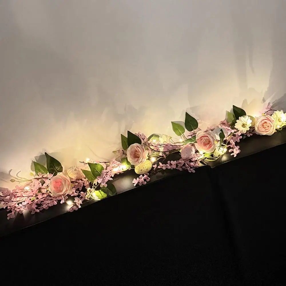 Floral Garland With Lights Artificial Floral Garland String Light Up Flower Vines 3.28ft Battery Operated Floral Vines