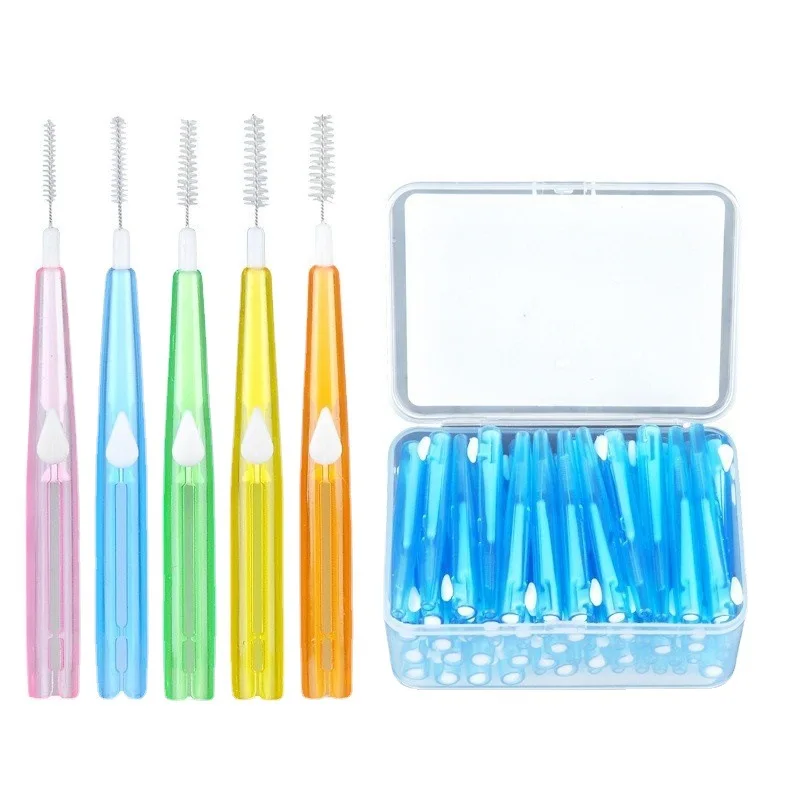 Interdental Brush 30Pcs/Box Toothpick Dental Interdental Brush 0.6mm-1.5mm Cleaning Between Teeth Oral Care Orthodontic I Shape Tooth Floss