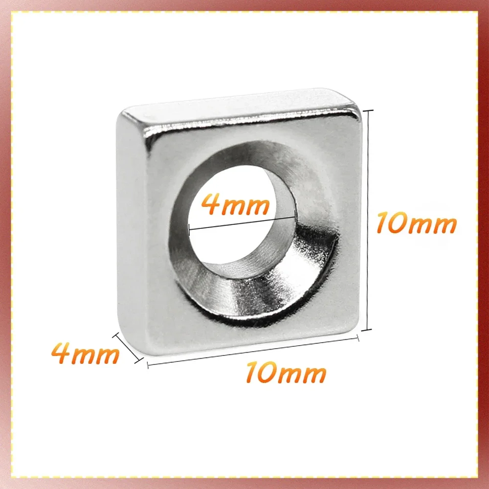 

5/10/20/50/100PCS 10x10x4-4mm Hole 4mm Square Rare Earth Neodymium Magnets N35 Countersunk Powerful Magnet 10x10x4-4 10*10*4-4