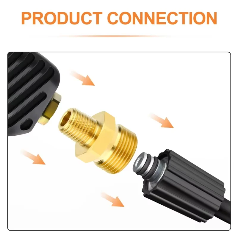 Brass Pressure Washer Coupling Adapter M22-14mm Male to 3/8 and 1/4 Connector M22 Pressure Washer Hose Adapter Fitting 4500 PSI 5