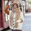 New Cat Plush Hat Scarf Gloves Three Piece One Piece Hat Women's Versatile Fall Winter Thickened Warm 3