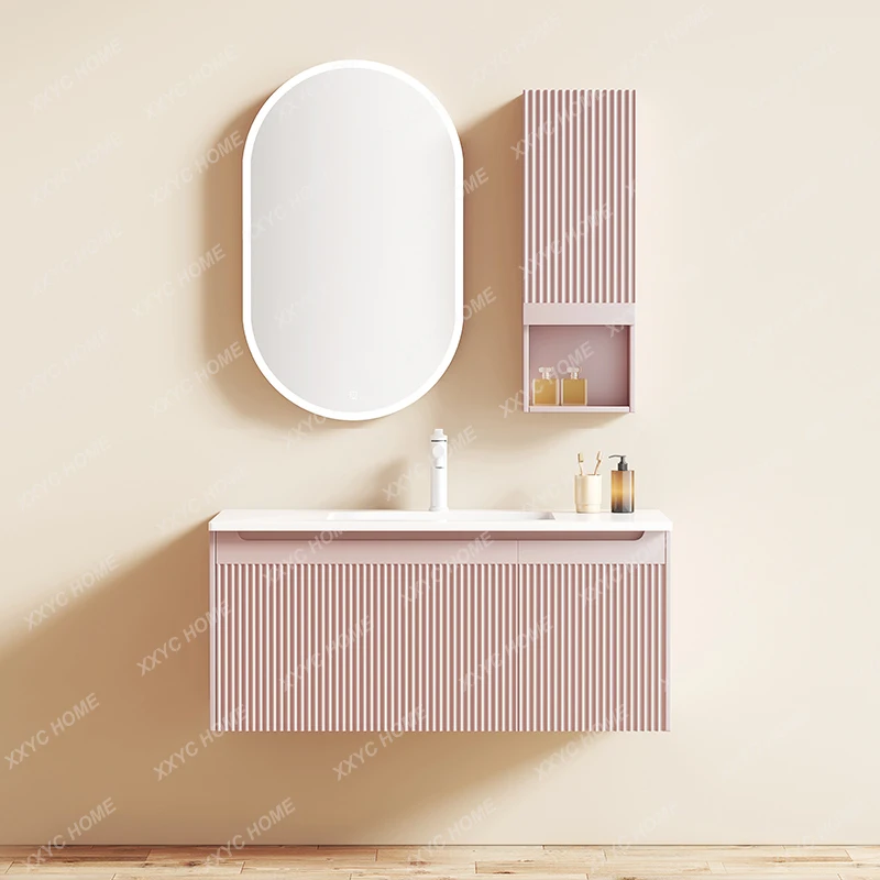 

Bathroom Cabinet Combination Pink Wash Basin Cabinet Wash Basin Cabinet Combination