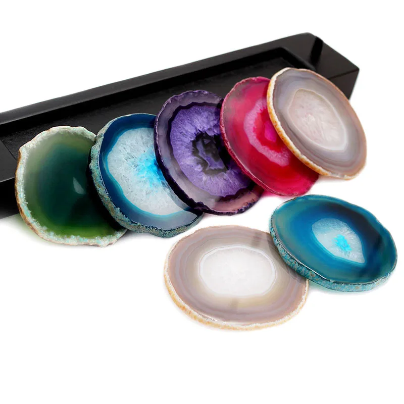 

Irregular Reiki Natural Agate Slice Jewelry Showcase Healing Quartz Crystal Coaster Cutlery Heat Insulation Pad