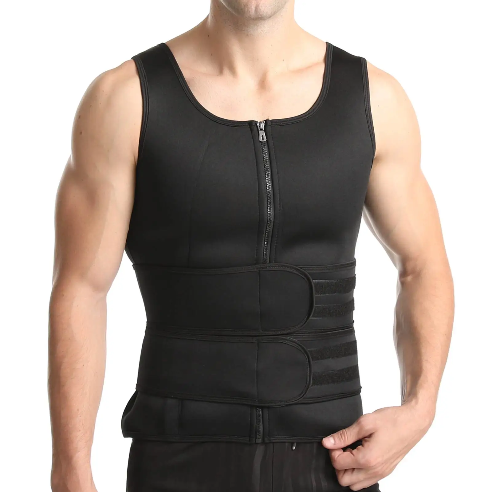 Gilet da allenamento per uomo Sweat Waist Trainer Zipper Neoprene canotta pratica Sauna vita Trainer per allenamento sport palestra