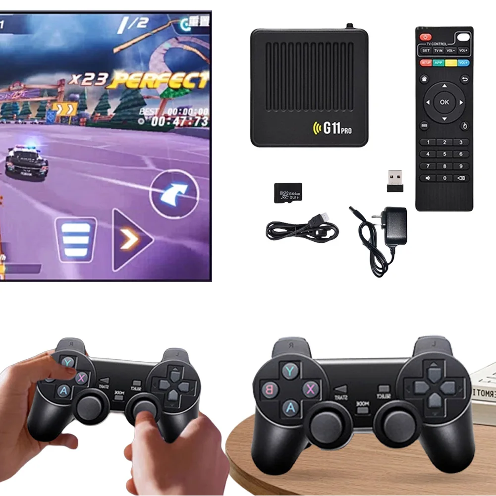 G11 Pro Retro Game Box Built in 10000+ Retro Games Plug and Play 4K HDMI-Compatible Output with 2.4G Wireless Dual Controllers