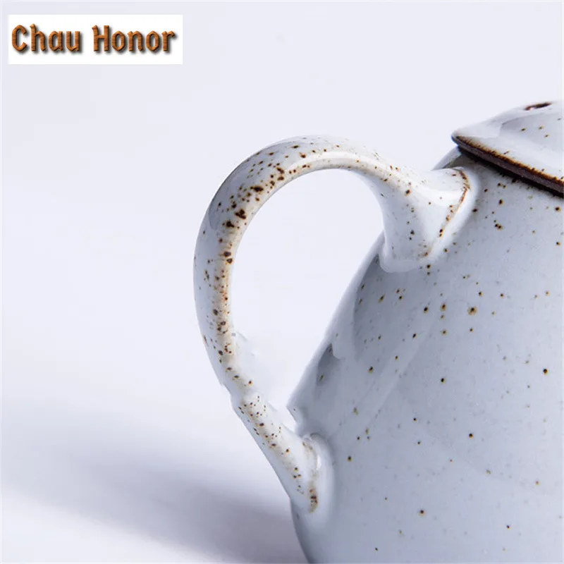 180ml Handmade White Coarse Pottery Teapot Guanware Gracked Glaze Tae Maker With Strainers Dahongpao Master Cups Gift Packaging