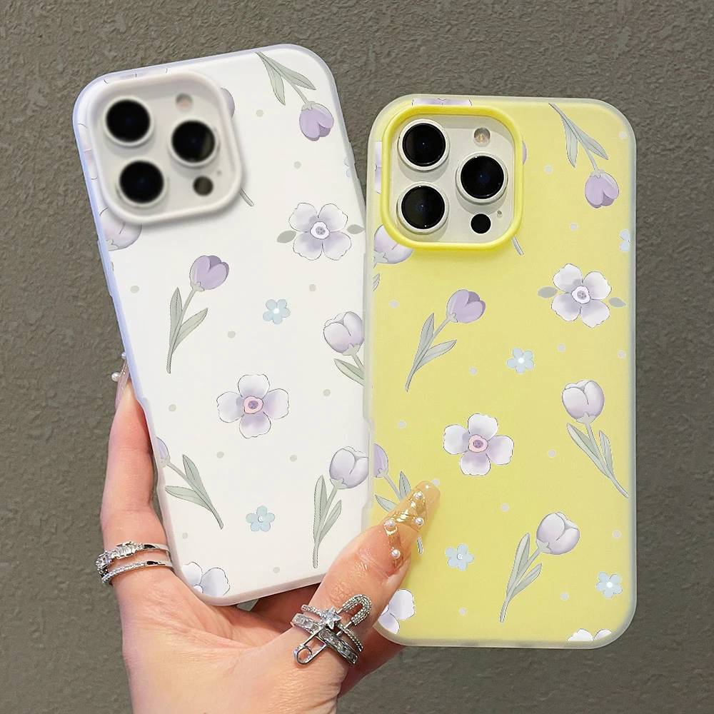 Elegant Lavender Tulips Jelly Texture Phone Case - Soft Silicone Cover