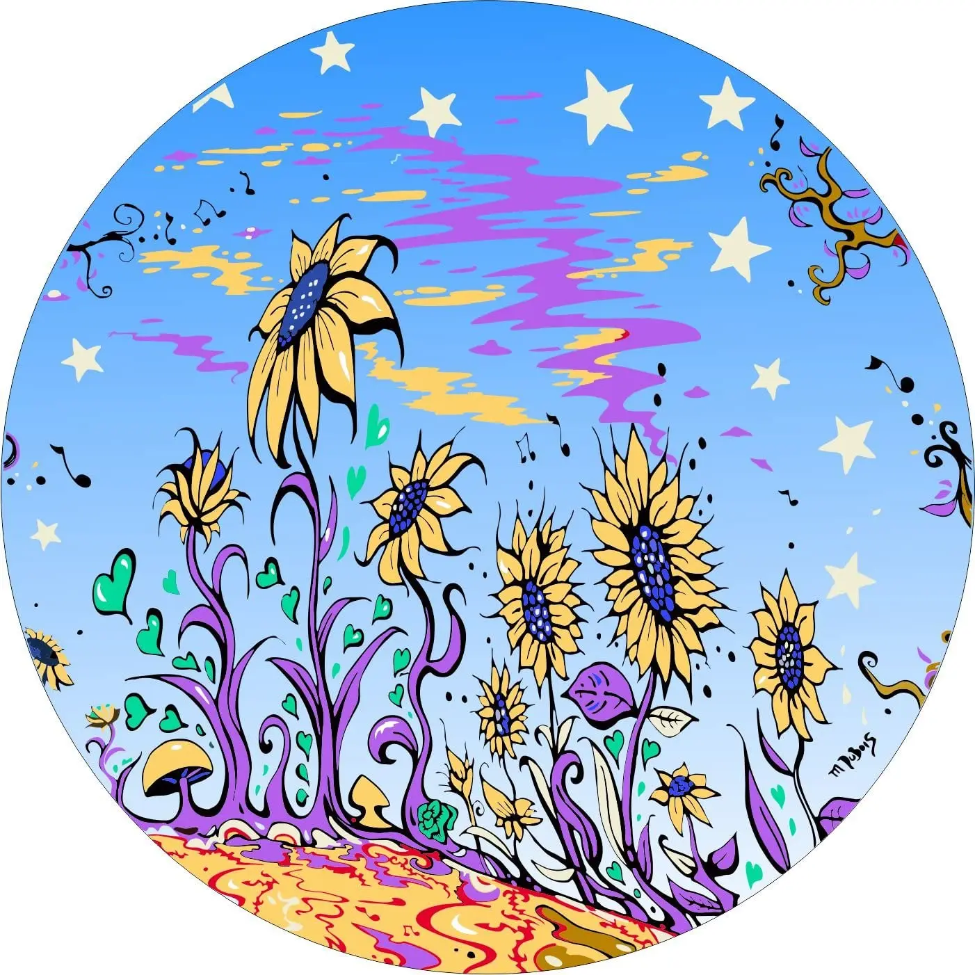 

TIRE COVER CENTRAL Sunflower Field Blue Wheel Spare Tire Cover (